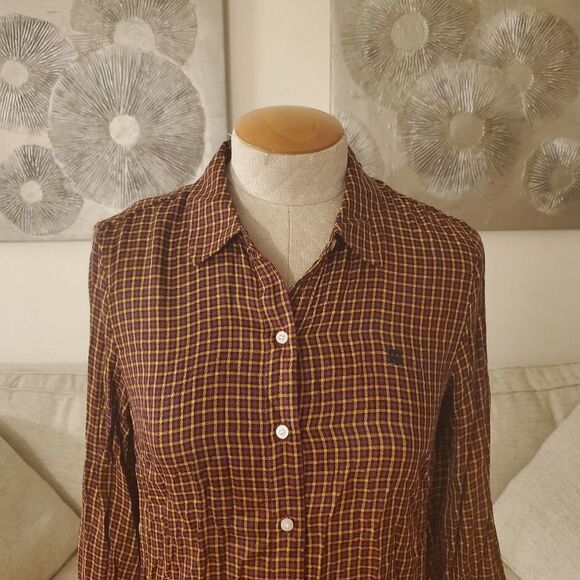 Tommy Hilfiger Plaid Utility Shirt size Small in Red/Yellow/Black - NEW - Picture 3 of 10